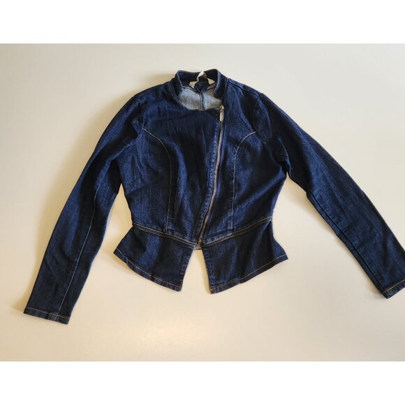 Nicki Minaj Denim Jean Jacket Fitted‎ Blue Zippered Womens Size Medium - Picture 5 of 14